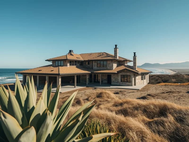 Image of a modern house with a view of a city skyline.
